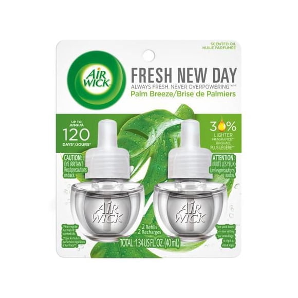 Air Wick Plug In Scented Oil, 2 Refills, Fresh New Day, Palm Breeze