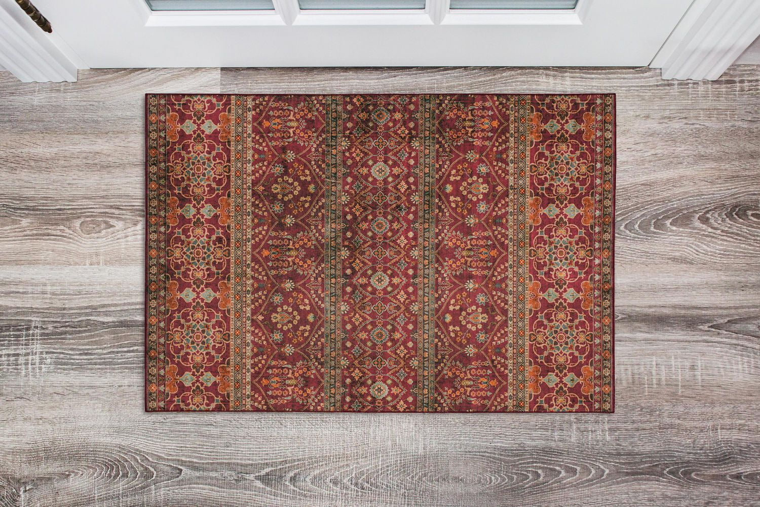 Tapis d'appoint lavable Neil 2 pi x 3 pi grenat et ivoire