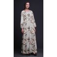 thumbnail image 3 of Bimba Robe Maxi en Georgette Mousse à Imprimé Floral et d'Oiseaux pour Femmes à Manches Longues, Taille Élastique - Grande, 3 of 5