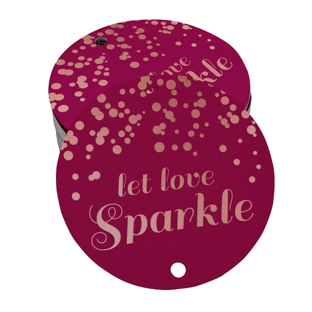 Inkdotpot Rose Gold Foil Paper Hang Tags Let Love Sparkle Wedding Favor Tags 50 Pieces