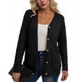 thumbnail image 2 of HAiming Womens Knit Cardigan Long Sleeve Button down V Neck Solid Color Lightweight Sweaters with Pockets, 2 of 4
