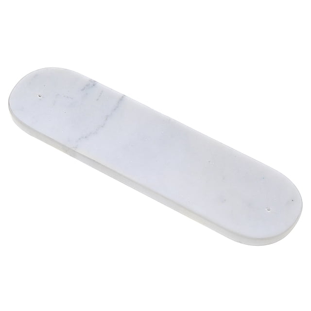 Marble Incense Holdr made from polished white marble with a sleek oval shape measuring 9" x 2.5" x 0.7", featuring a stable base and small holes to hold incense sticks securely, suitable for adding a refined touch to home fragrance and décor.