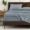thumbnail image 4 of Bare Home Organic Percale Sheet Set - 300 Thread Count - 100% Organic Cotton - Twin XL, Dusty Blue, 4 of 7