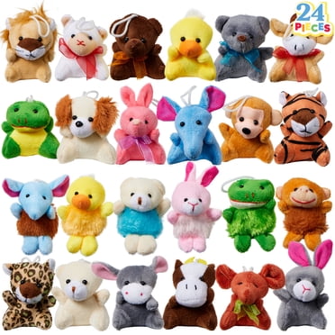 Joyfy 24 Pack Mini Animal Plush Toy Assortment (24 Units 2"-3"), Animals Keychain Decoration for Kids, Small Stuffed Animal Bulk for Kids, Carnival Prizes, School Gifts, Party Favor Goodie Bags