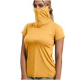 thumbnail image 3 of BiZtdJrK T-Shirts de Protection Solaire à Manches Courtes pour Femmes avec Masque Facial, Maillot Dermoprotecteur d'Extérieur, Chemise de Pêche et de Randonnée, Haut Court Décontracté d'Été, Jaune, m, Économies d'Été, 3 of 8