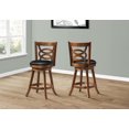 thumbnail image 3 of Monarch Specialties Bar Stool, Set Of 2, Swivel, Counter Height, Kitchen, Wood, Pu Leather Look, Brown, Black, Transitional, 3 of 3