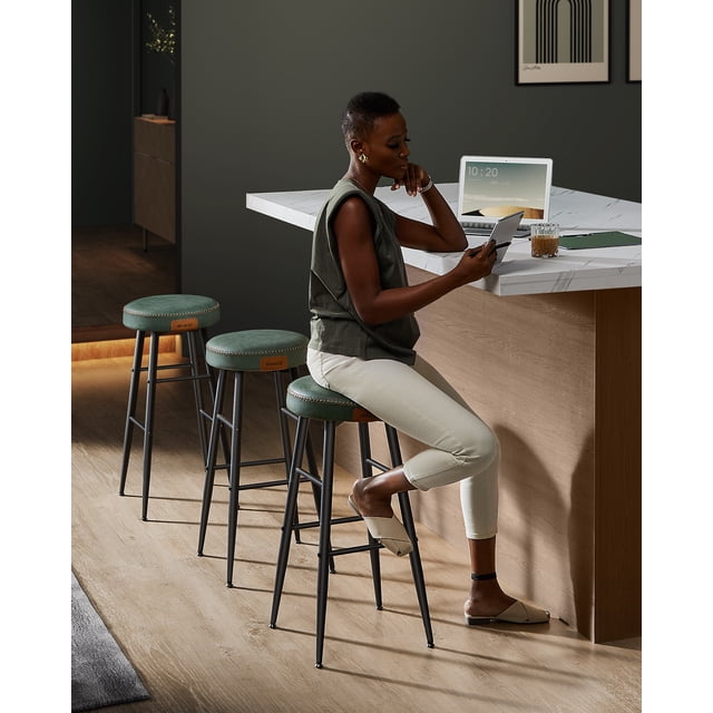 Collection - Bar Stools Set of 2, Bar Height Bar Stools, Kitchen Counter Stools,Forest Green