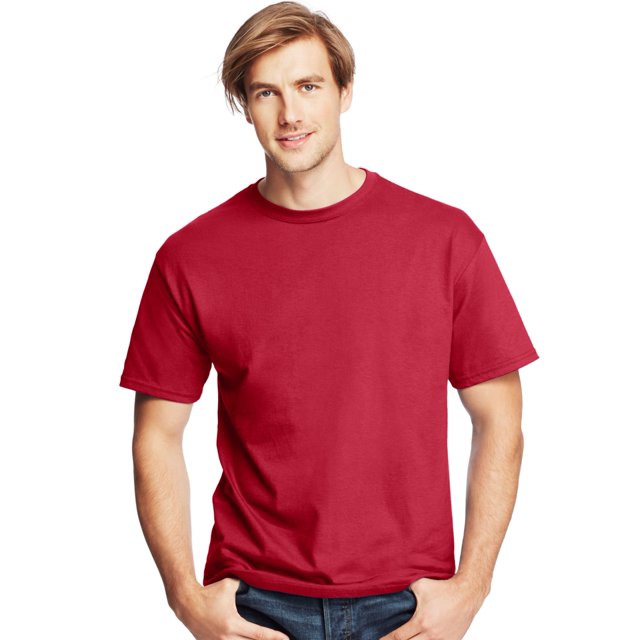 Hanes T-Shirts à Col Ras du Cou ComfortSoft pour Hommes, Lot de 4, L, Rouge Foncé
