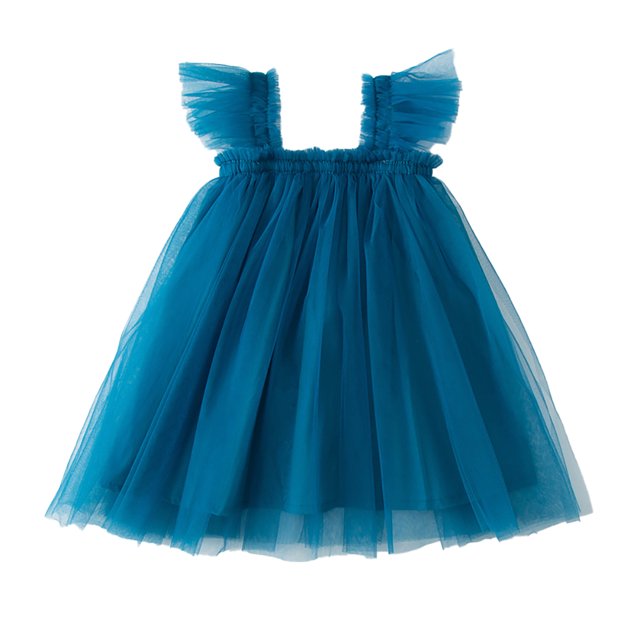 KYAIGUO Robe en Tulle à Manches Volantes pour Filles 1-6 Ans, Robe d'Été Décontractée pour Bébé et Tout-Petit
