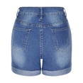 thumbnail image 4 of Birdeem Womens Denim Button Zipper Short Summer Mid Waist Stretchy Pockets Jean Shorts, 4 of 7