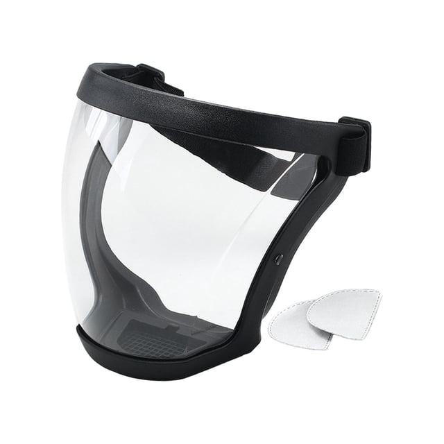 S SERENABLE Écran Facial Intégral Antibuée en Noir et Transparent, Idéal pour les Tâches de Meulage, de construction et de Coupe. Fabriqué en Matériau PP durable, Il Présente des Lentilles Antibuée pour une vision Claire, des Trous Respirants pour le Confort, et Convient à l'Utilisation avec un Équipement de Protection Individuelle. Comprend Deux Coussinets de Rechange.