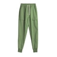 thumbnail image 1 of Lovzfmll Men's Solid Color Casual Utility Pants, Relaxed Fit, Drawstring Elastic Waist, Pockets for Everyday Green, 3XL, 1 of 5