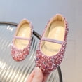 thumbnail image 4 of Chaussures de Robe pour Filles, Chaussures de Princesse pour Tout-Petites Filles, Chaussures à Paillettes à Talon Bas pour Enfants Antidérapantes pour Fête Mariage Bal Danse Roses 11T, 4 of 9