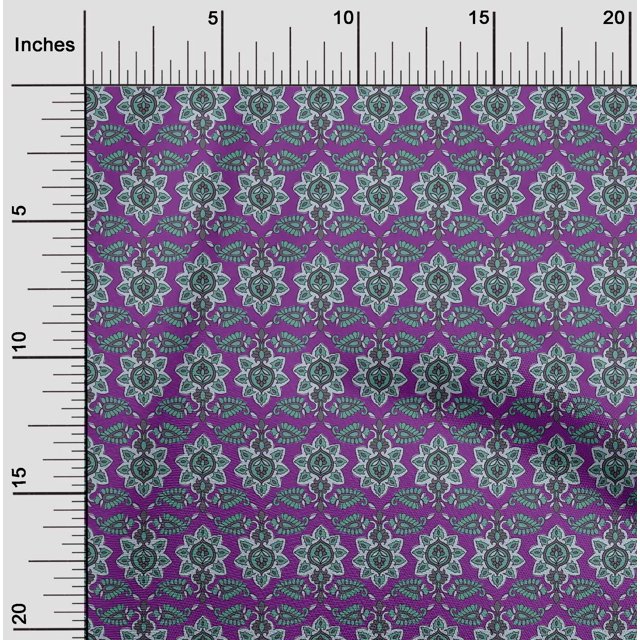 oneOone Georgette Viscose Fabric Floral & Paisley Block Printed Craft Fabric BTY 42 Inch Wide
