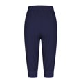 thumbnail image 5 of Lroveb Capri Pants for Women Drawstring Workout Summer Pants Shorts 2024 High Waisted Ruffle Floral Pleated Hem Casual Pants Dark Blue, 5 of 5