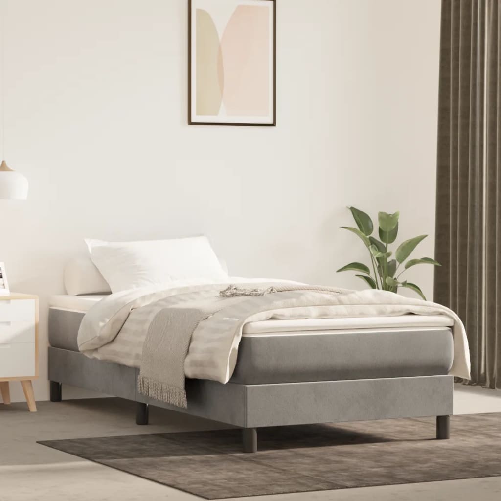 vidaXL Bed Frame Light Grey 100x203 cm Twin XL Velvet