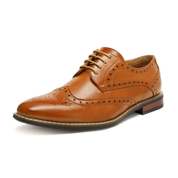 Bruno HOMME MODA ITALY PRINCE Men's Classic Modern Oxford Wingtip Lace Dress Shoes,PRINCE-3-BROWN,8.5 D(M) US