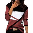 thumbnail image 1 of Blouse à Manches Longues pour Femmes Mode Décontractée Col Rond Couture Contraste Couleur T-Shirt Blouse à Manches Longues Blouse, 1 of 9