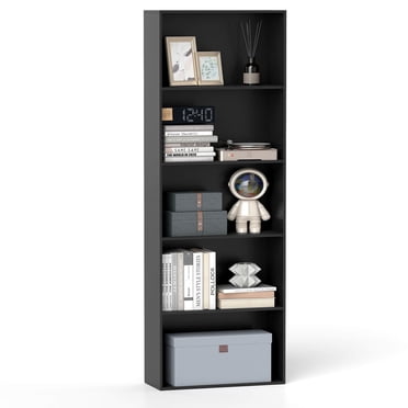 Costway 5-Tier Bookcase with 2 Anti-tipping Devices.Freestanding Bookshelf for Bedroom Black