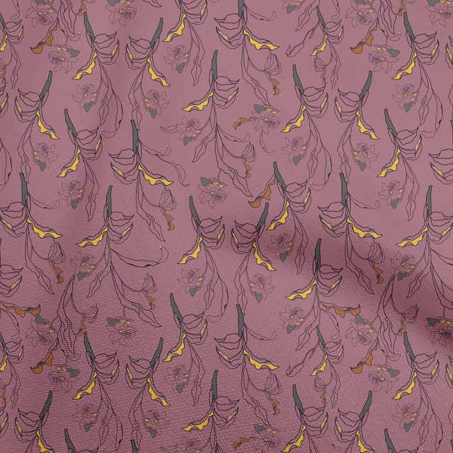 oneOone Coton Popeline Rose Tissu Tissu Imprimé Floral & Robe Tissu par la Cour 42 Pouces de Large