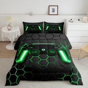 HLONK Modern Black Blue Gaming Joystick Comforters & Duvets  Queen
