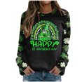 thumbnail image 1 of Pompotops Femmes St. Patrick'S Day Mode Imprimé en Vrac Manches Longues Chemisier Col Rond Casual Pull Tops Pullshirt Dégagement, 1 of 5