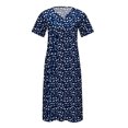 thumbnail image 4 of Babysbule Liquidation Robe d'Été Femme Mode Femmes Été Imprimé Décontracté Col en V Bouton Manches Courtes Vacances Poches Robe, 4 of 5