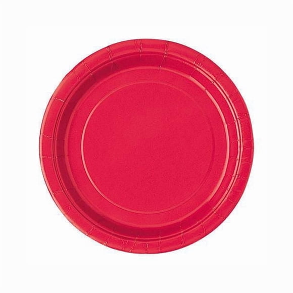 Assiettes en carton rondes rouges ravissantes de 18 cm (7 po) de Unique Industries, paquet de 24
