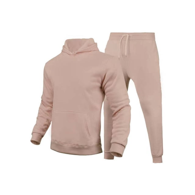 Innerwin Tracksuit Set Solid Color Men Sweatsuit Sports Hooded Athletic 2 Piece Jogging Suits Camel 2XL