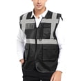 thumbnail image 1 of GOGO 5 Pockets High Visibility Safety Vest with Reflective Strips, Working Uniform Vest-Black-3XL, 1 of 7