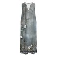 thumbnail image 3 of Ovzne Robes pour Femmes Robe Femme Robe d'Été Décontractée pour Femmes Dégradé Sans Manches Col en V Longue Robe Robe de Vacances Liquidation, 3 of 4