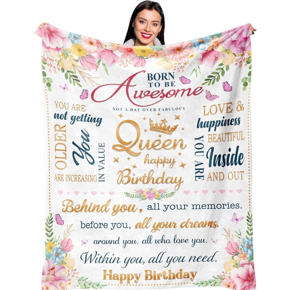 LHSHID Birthday Gifts for Women/Her/Girls Gifts for Women Birthday Unique Womens Birthday Gift Ideas Bday Gifts for Mom Sister Friend Wife Happy Birthday Queen Decorations Blanket Throw 30"x40"