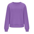 thumbnail image 4 of RKSTN Chandails Molletonnés pour Femmes Col Ras du Cou Automne Légers Hauts de Couleur Unie 2023 Mode Chauds Coupe Ample Chandails Molletonnés à Enfiler, 4 of 6