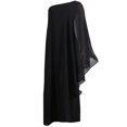 thumbnail image 4 of Ensemble Assorti Combinaisons pour Femmes une Épaule Soirée Cocktail Semi-Formel Robe Maxi Pantalon Tenue 2 Pcs Survêtement S-111 Noir TG, 4 of 5