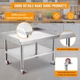 thumbnail image 4 of Heavy-Duty Stainless Steel Work Table, 36"x30"x24" with Adjustable Legs & Spill Containment for Restaurants & Food Service, 4 of 7