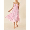 thumbnail image 4 of Kmbangi Robe Midi Cami d'Été pour Femmes Bretelles Spaghetti Couleur Unie Dos Nu Tie-Up Beach A-line Robe, 4 of 9