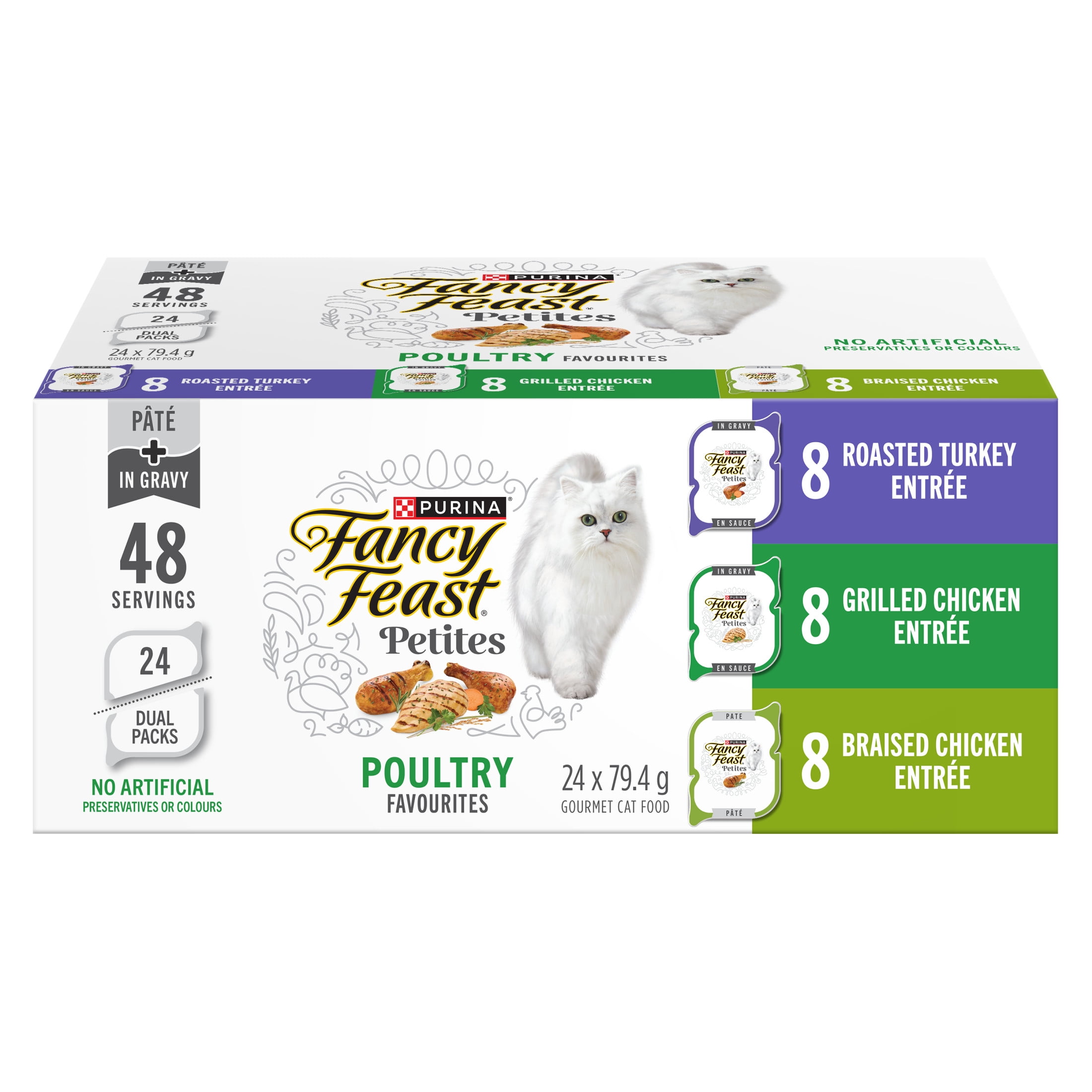 Fancy Feast Petites Poultry Favourites Variety Pack, Wet Cat Food 79.4 g x 24