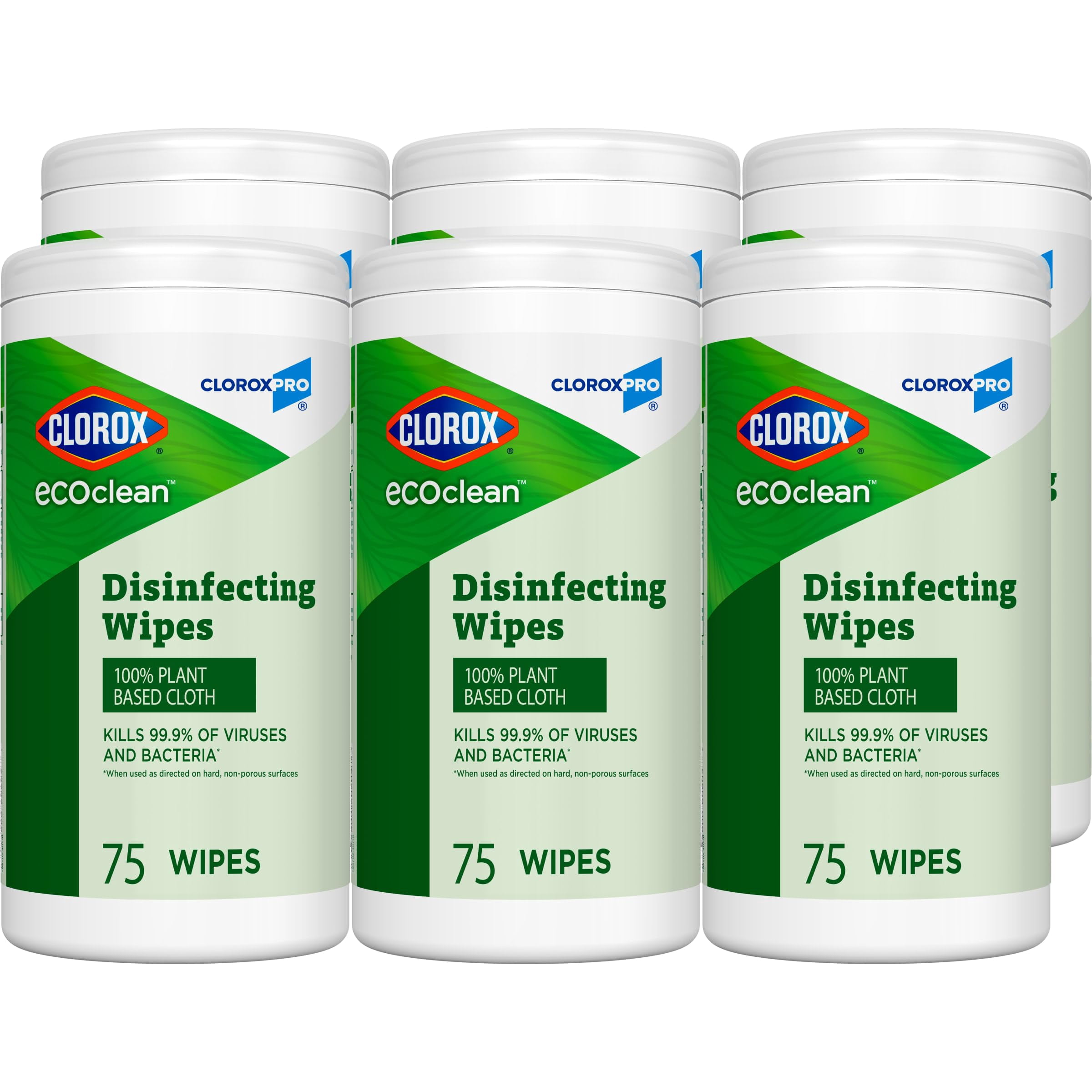 CloroxPro Clorox EcoClean Disinfecting Wipes, Multipurpose 100% Plant Based Cleaning Cloths, Antibacterial Disinfectant, Safe for