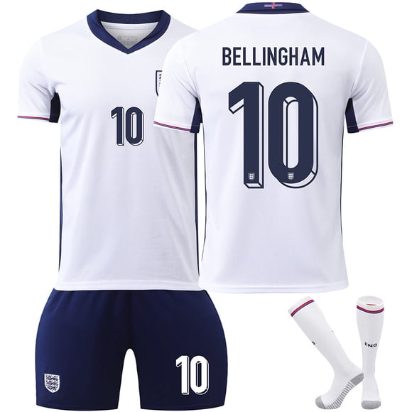 England Home White Bellingham No. 10 Football Jersey Set - Adult & Children SizesNo. 10 BellinghamS(160-170CM)