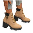 thumbnail image 1 of Platform Combat Boots for Women Trendy Leather Waterproof Non Slip Chunky High Heel Riding Ankle Booties, 1 of 6
