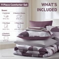 thumbnail image 3 of Regency Heights Ensemble de Douillette Format Grand Lit, Ensemble de Lit 9 Pcs Grand Lit, Ensemble de Literie à Imprimé Géométrique Rond avec Draps, Violet, 3 of 10