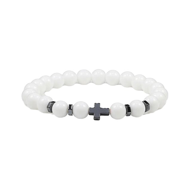 VONKY Gifts Unisex Bracelets With Exquisite Beads For Meaningful Presents Wide porcelain white 1Set