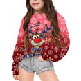 thumbnail image 1 of PMVFHDE Liquidation Chandail Molletonné Grande Taille Noël Enfants Mode Mignon Imprimé Col Rond Sans Capuche Manches Longues Chandail Molletonné Vêtements Filles, Rouge, 10-11 Ans, 1 of 7