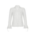 thumbnail image 2 of Kmbangi Chemise Froncée pour Femmes à Manches Longues Évasées, Col à Revers, Simple Boutonnage, Coupe Ajustée, 2 of 9