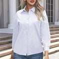 thumbnail image 4 of Yuyuzo Button down Shirts for Women Long Sleeve Lapel Collared Tunic Shirts Solid Color Tee Blouses, 4 of 6