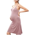 thumbnail image 3 of Xcmzpl Robe Courte en Coton pour Femmes, Robe Nuisette de Maternité à Bretelles Spaghetti, Camisole Sans Manches, Chemises de Nuit Unies, Confortables et Douces, Robes Débardeurs, Tenue de Nuit, 3 of 8