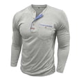 thumbnail image 4 of zfhfof Mens Henley Shirts Fall Fashion Long Sleeve Casual Basic T Shirt 3 Button Pocket Classic Lightweight Cotton Tee Tops, 4 of 7