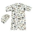thumbnail image 3 of Little Girls Rash Guard Swimsuit Hawaiian Ruffle Long Sleeve Sun Protection Beach Bathing Suit 5-6 Years, 3 of 8