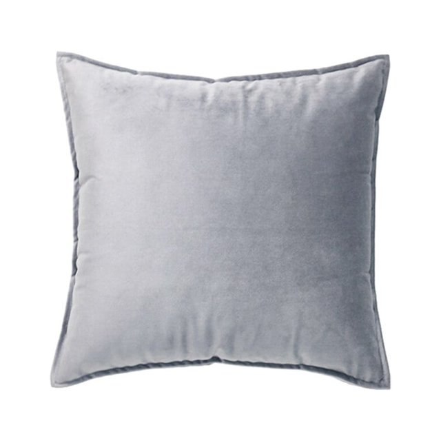 Seat Cushion Cover Solid Color Velvet Replacement Soft Decorative Reusable Zipper Sofa Pillow Case Accessories Grey 50x50cm