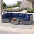 thumbnail image 3 of Patiojoy 7 Pcs Outdoor Patio Furniture Set All-Weather PE Rattan Sofa Set w/Coffee Table & Cushions Navy, 3 of 10